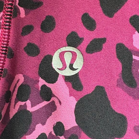 Lululemon Base Pace High Rise Tight Animal Print Pink Black Leggings Size 14 - Picture 4 of 5
